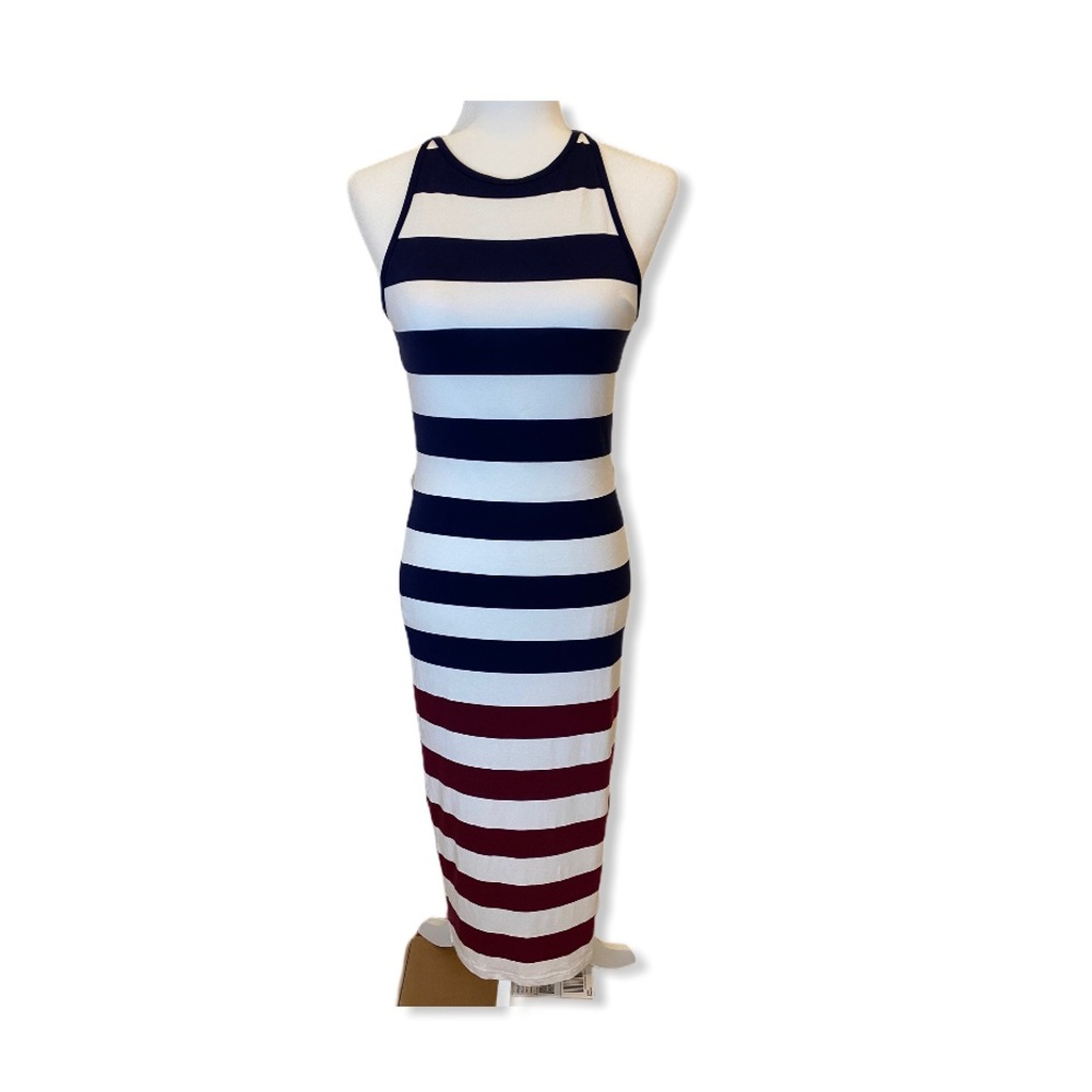 TED BAKER Yuni Rowing Stripe Bodycon Navy Dress